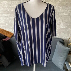 Women’s Forever Jade navy blue & white shirt